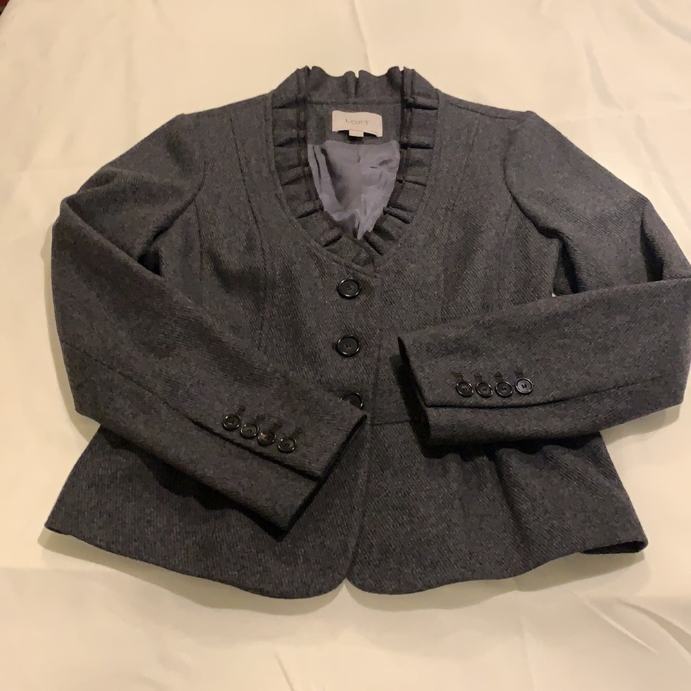 Loft Ann Taylor blazer wool blend 4P, charcoal